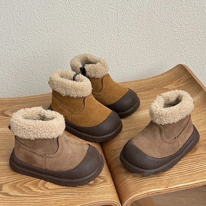 

Children Casual Short Boots for Girls Boys 2025 Winter New Fashion Korean Style Soft Sole Non-slip Versatile Baby Cotton Shoes