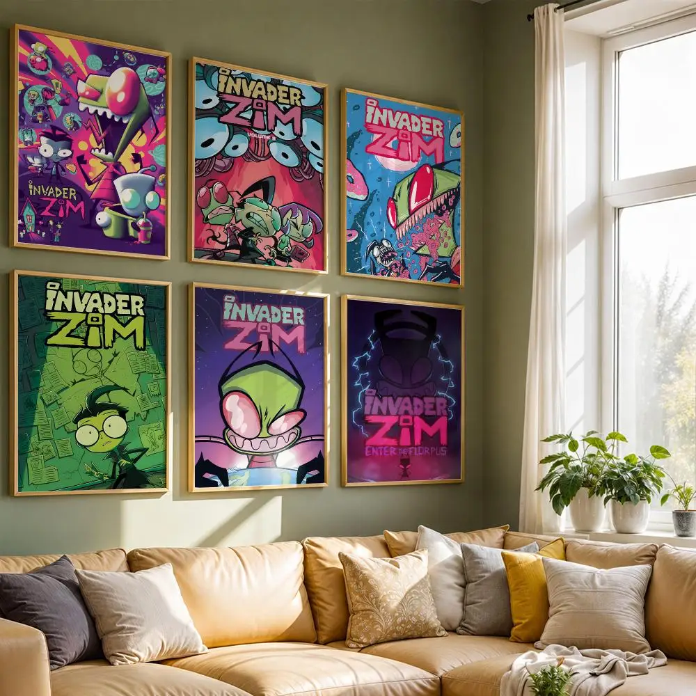 Anime I-Invader Zim Poster HD Self Adhesive Waterproof Wall Art Ideal for Home Office Dorm Bedroom Great Gift