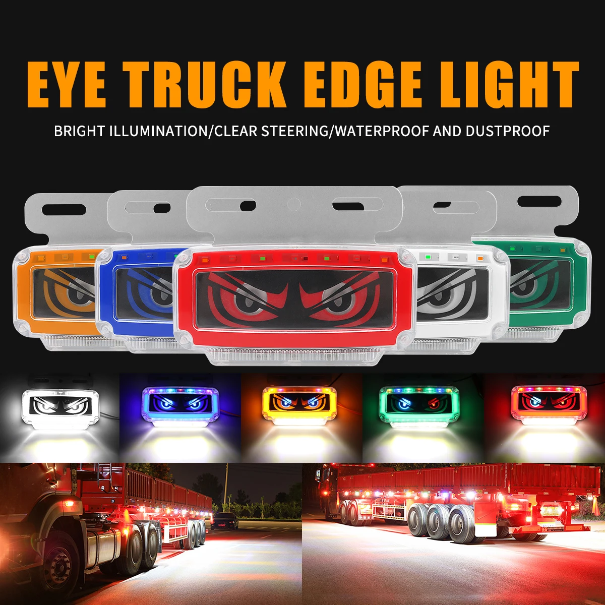 1x 24V Truck RV Vehicle Eye Side Marker Lights Waterproof Ultra-Bright Focus Lamp LED Side Marker Lights With Dynamic Effect Red