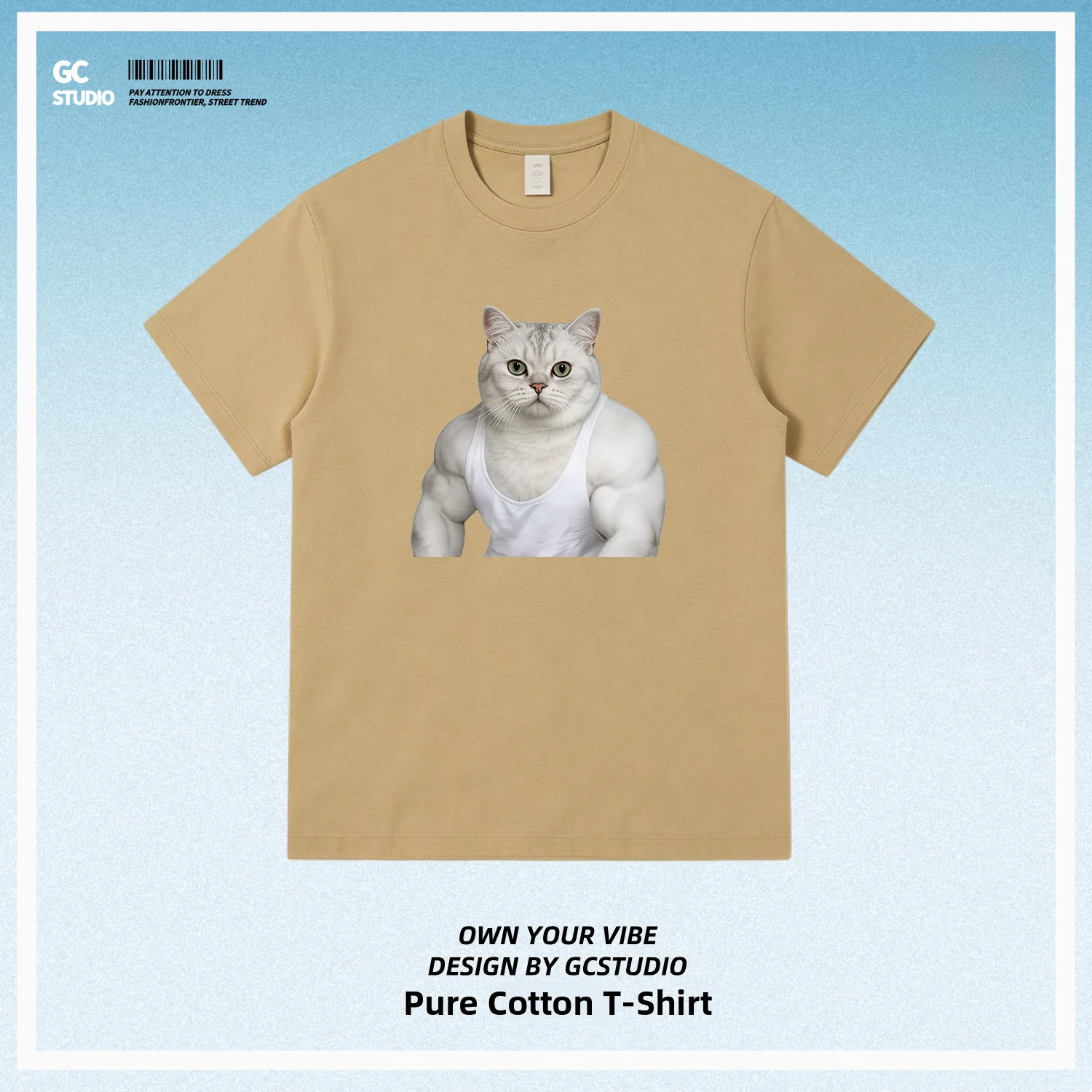 Cute Pet  Muscle Silver Gradient T-Shirt Pure Cotton Short Sleeve Fitness Men Women Summer Breathable Comfortable T-Shirt