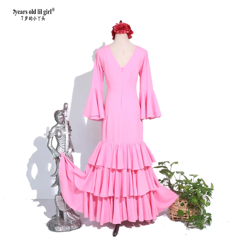 Abito da ballo Flamenco spagnolo Danza moderna Gonna altalena in chiffon addensato italiano multistrato ENE21