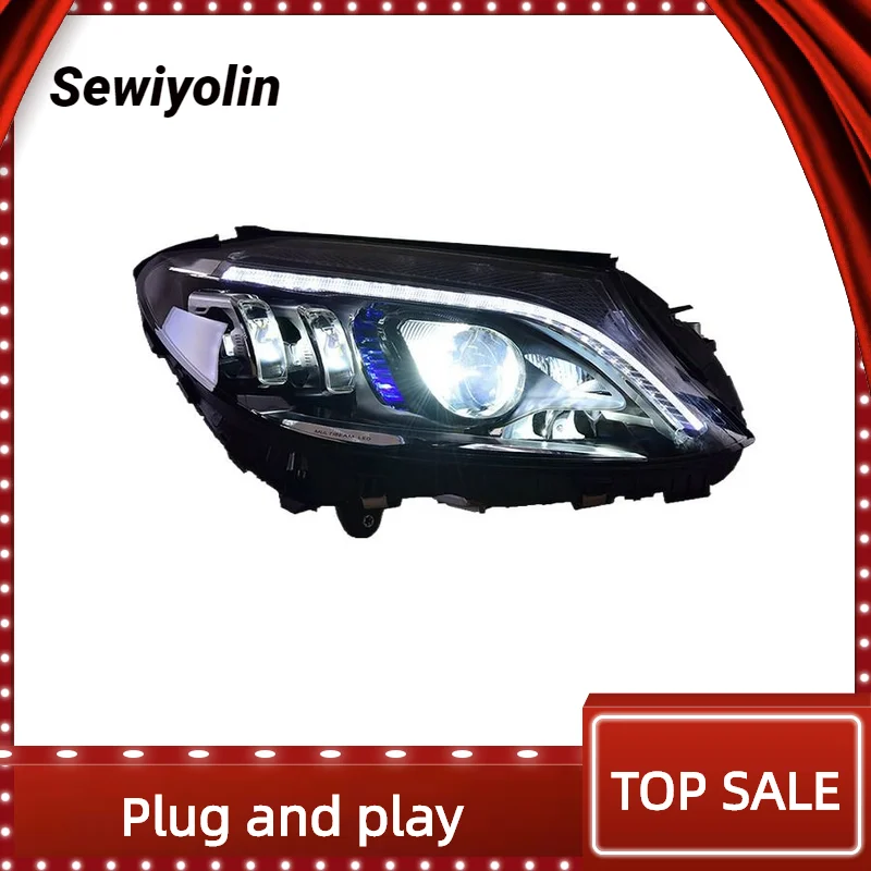 For Benz C-Class 2014-2018 W205 Car Accessories Headlight Assembly LED Lights Lamp DRL Signal Plug And Play Daytime Running