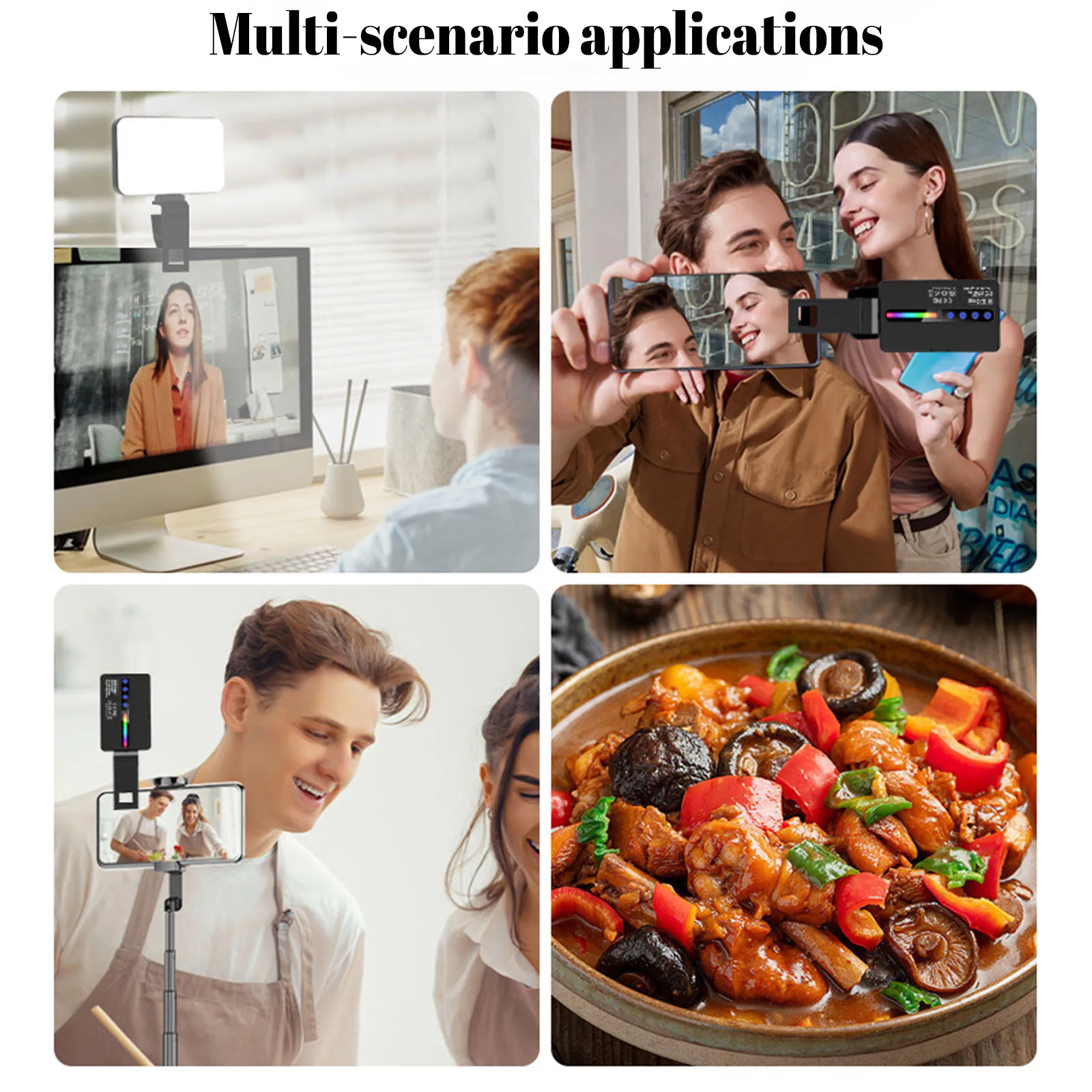 6.5W Camera Phone Fill Light 2700K-6500K Portable RGB LED Video Light Type-C Charging for Vlogging Photography Video Conference
