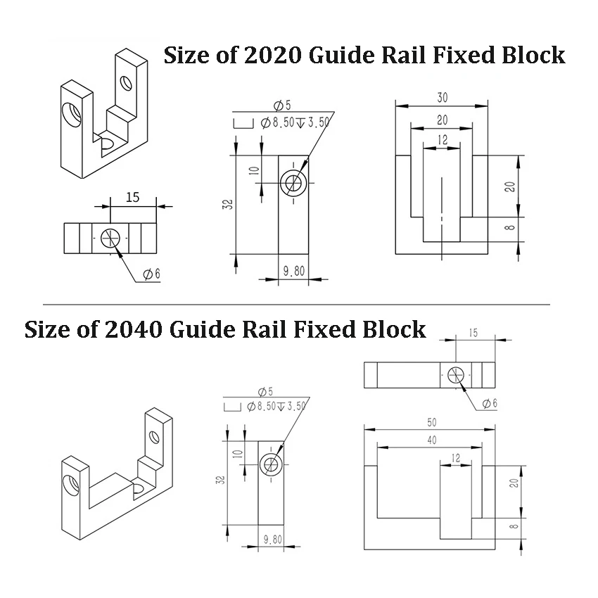 3 Sets MGN12 Linear Guide Rail Fixed Base Block 3D Printer Parts 2020 2040 Aluminum Profile Fixing Block For Ender 3 Voron
