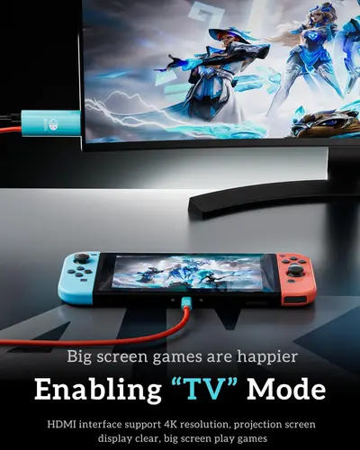 Imagen 2 del producto Cable de vídeo 4K/144HZ 2M para interruptor 1/2 Cable de proyección de Host HD HDMI PD 100W adaptador de Cable para Cable de conversión de vídeo ROG ALLY