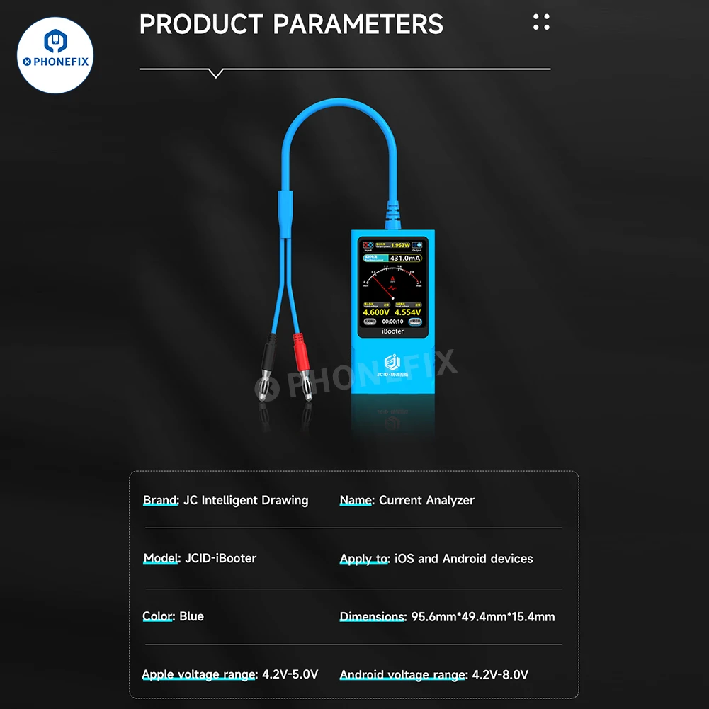 Imagem -06 - Ibooter Analisador de Corrente Precisão Falha Data Diagnóstico Tensão Inicialização Display Gráfico em Tempo Real para Iphone Android Reapir Ferramenta jc