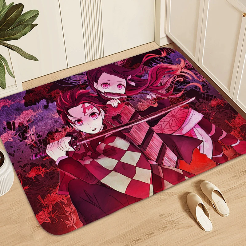 Anime Rug D-Demons Slayer House Interior Entrance Mat Living Room Floor Carpet Anti Slip Doormat Entrance Door Home Decorations