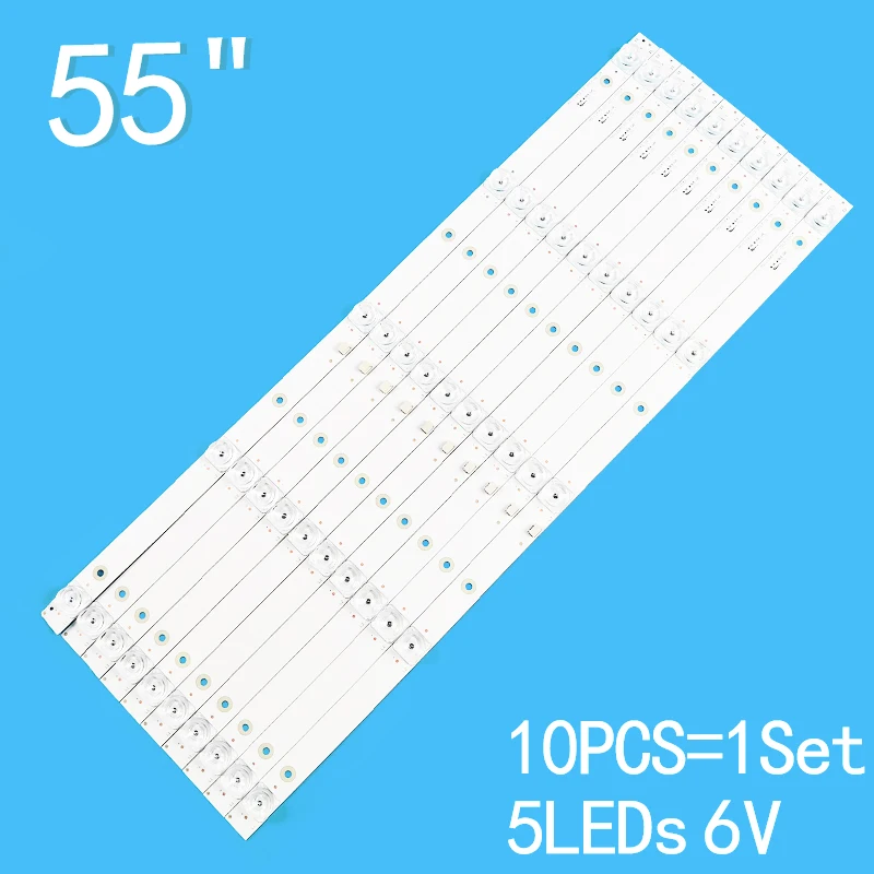 

New 10PCS/lot 532mm 5LEDs 6V For 55" LCD TV MS-L1543 V2 CX550DLEDM E469119 188-192LM 6.6-6.8V Contex LE-5529ST