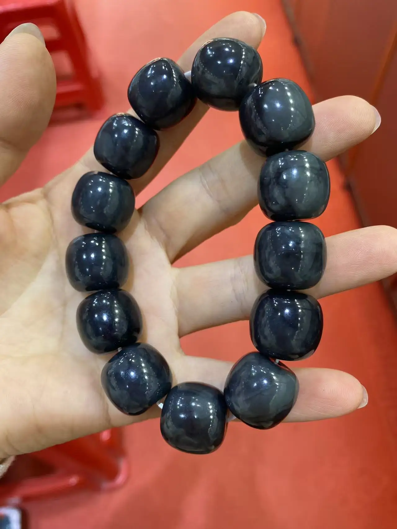 authentication Natural Hotan Jade Blue and White Bead Bracelet for men and women's jewelry accessories gift bead bracelet view 4