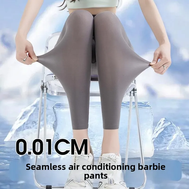 

Ультратонкие летние брюки для йоги из кожи кожи, женская верхняя одежда, базовый слой с контролем живота, солнцезащитная маска, брюки для йоги из молочной кожи...