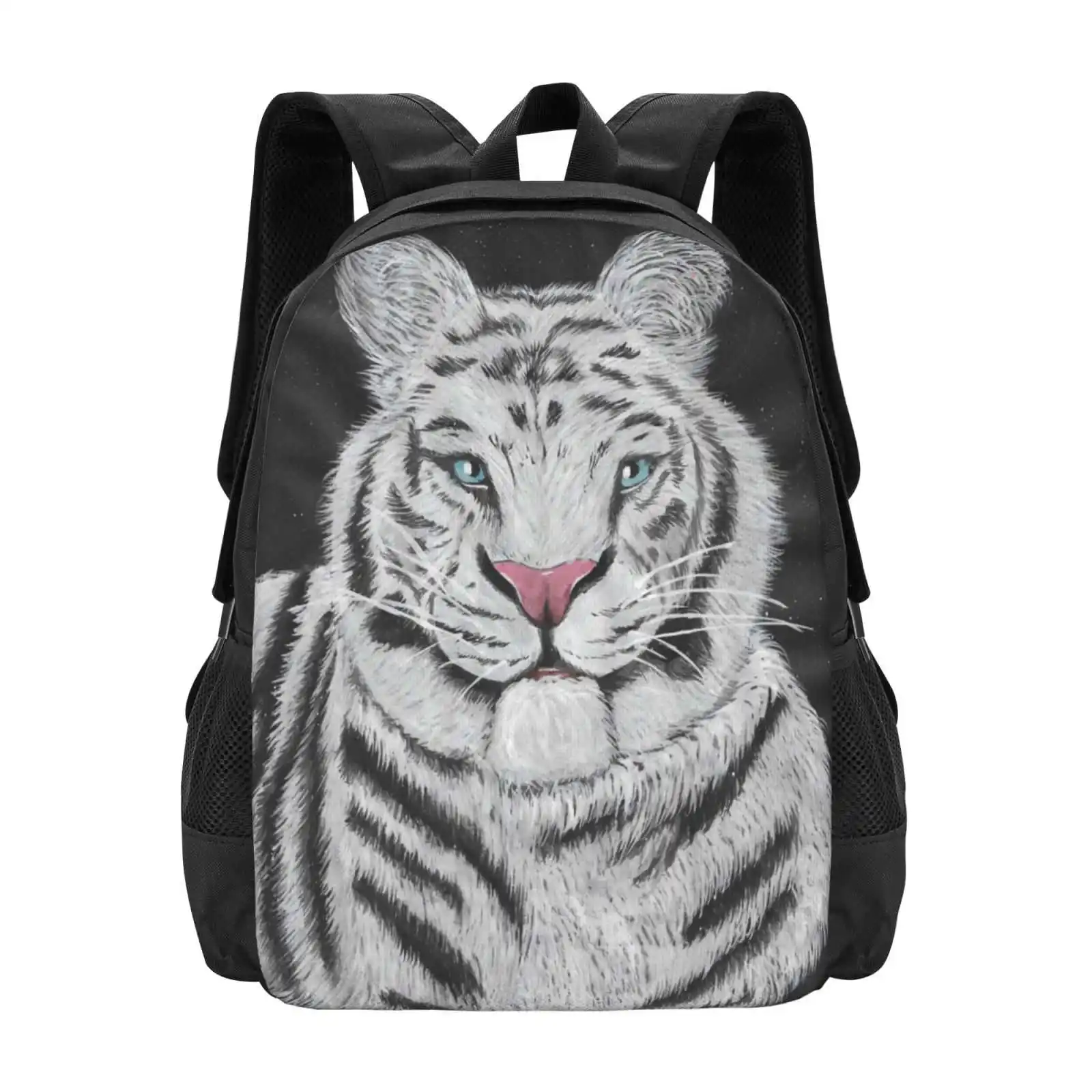 White Tiger Painting Hot Sale Schoolbag Backpack Fashion Bags Black Cat White Tiger Realistic