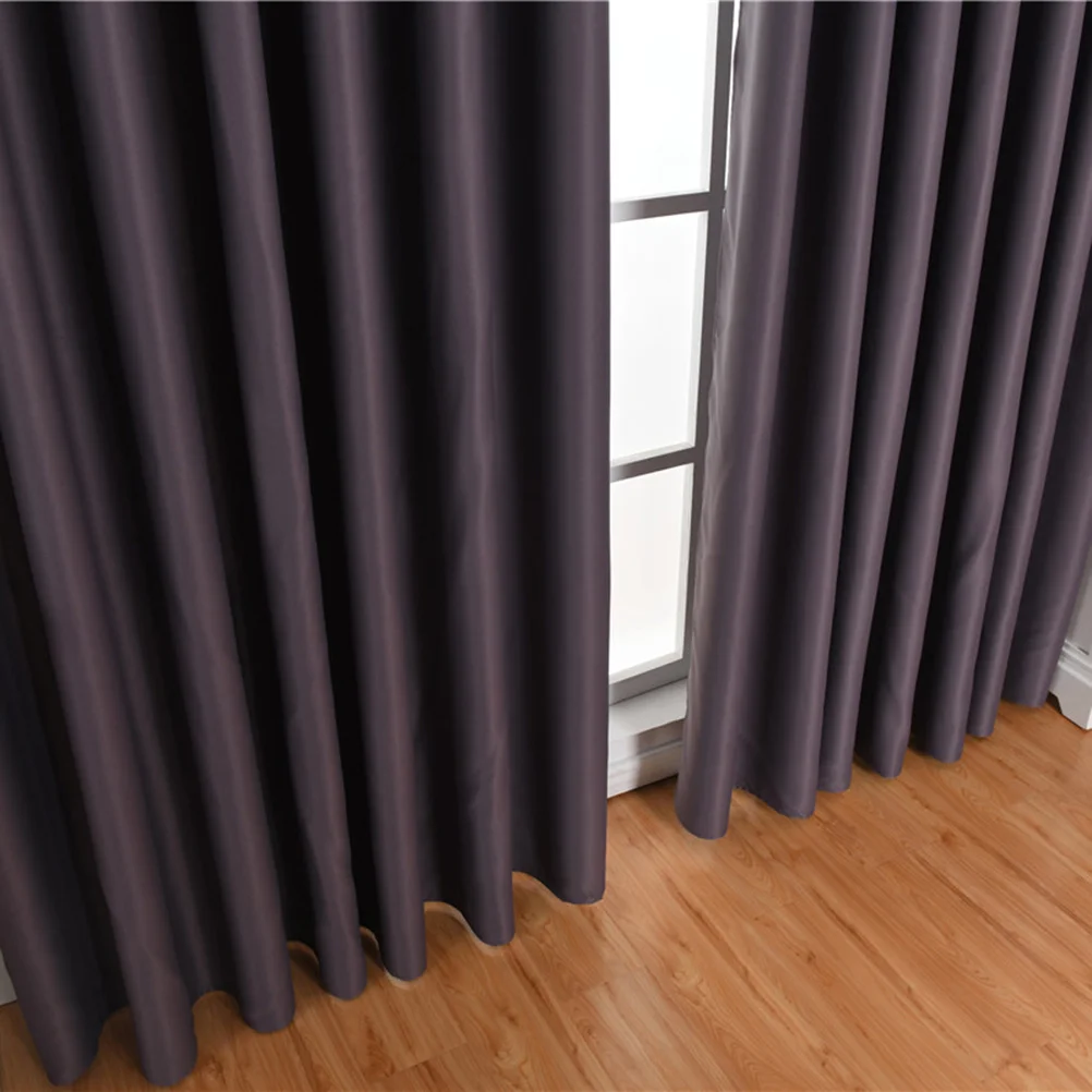 

2Pcs Decorative Blackout Curtain Dark Grey Window Curtain for Living Room Bedroom Home Sunlight Filter