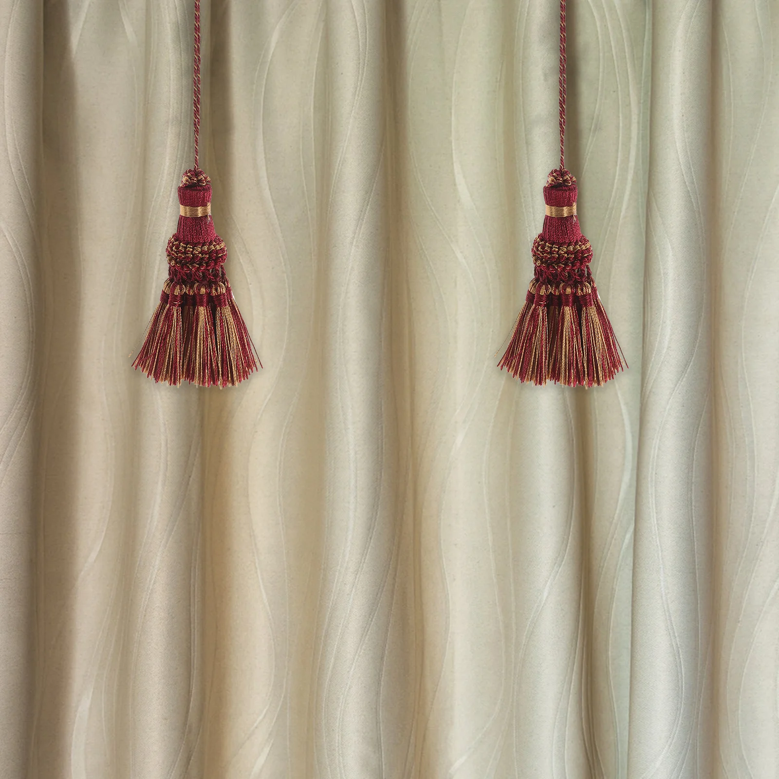 2 قطعة شرابات الستار الزخرفية تقليم البوليستر أنيقة شرابة قلادة ل ديكور المنزل نافذة الملحقات #1