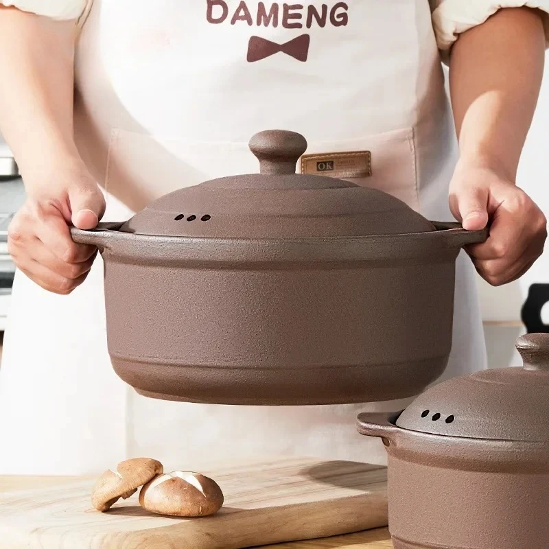 Clay pot for soup Ceramic home soup pot unglazed gas stove open fire uncoated clay resistant to high temperature  cookware set