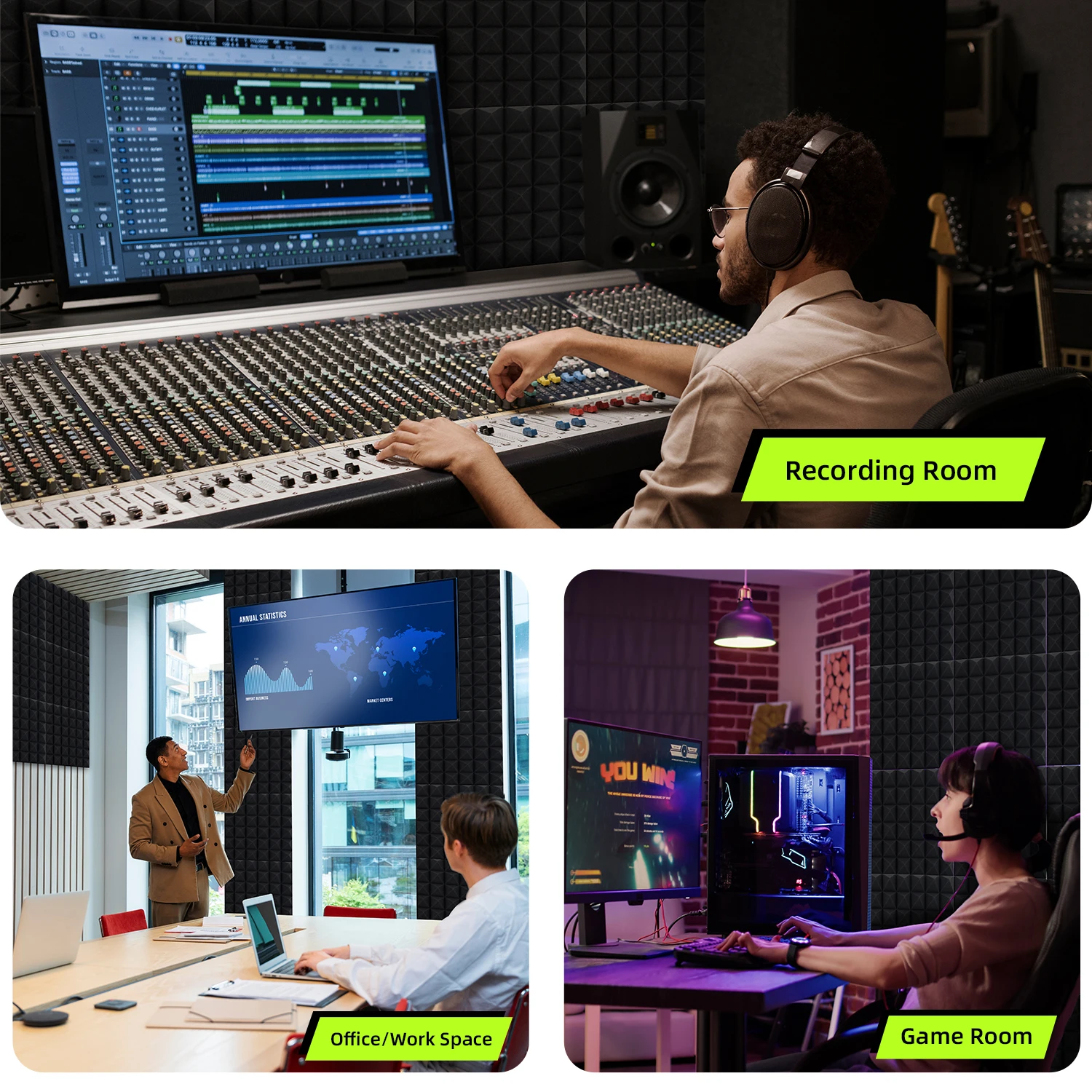 Acoustic Panels 50 Pack Soundproof Wall Panels 25kg/m³ Studio Sound Absorbing Material Acoustic Foam Home Decoration Studio