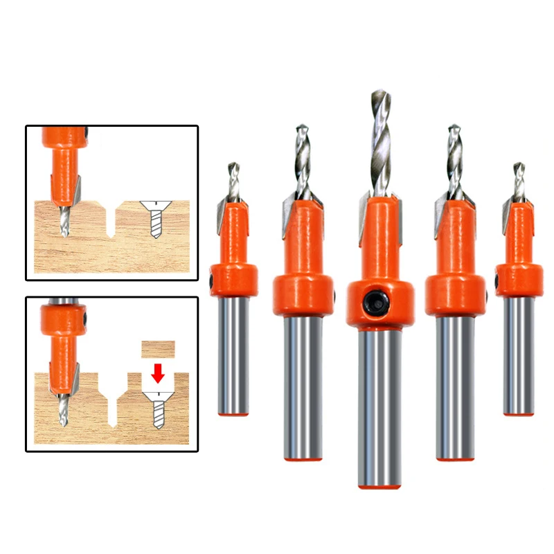 8mm Shank Woodworking Countersink Router Bit HSS 4341 Screw Extractor Demolition for Wood Milling Cutter Carbide Tips