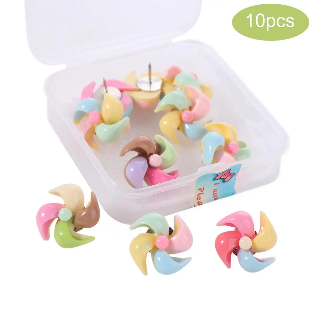 10/20/30 шт. креативные кнопки в форме ветряной мельницы DIY многоразовые цветные кнопки для ветряной мельницы с коробкой 3D декоративные шпильки настенные маркеры