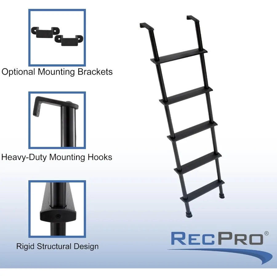 66Inch RV Bunk Ladder with Black or Silver Finish for Safe and Easy Access in Compact Living Spaces Includes Mounting Brackets