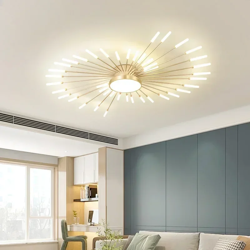 Moderne Feuerwerk Led Kronleuchter Beleuchtung Lampe Wohnkultur Wohnzimmer Decke Lichter Luminaria Schlafzimmer Schwarz Gold Spirale Lamparas