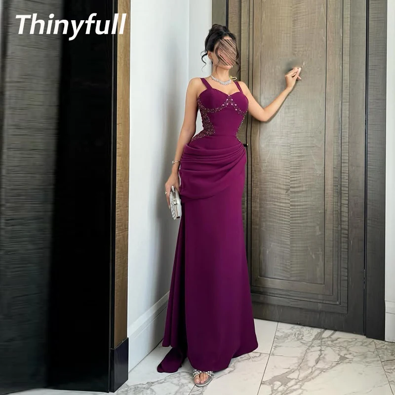 

Thinyfull Mermaid Satin Prom Dress Sleeveless Sweetheart Evening Party Gown Customized Special Occasion Dress robes de soirée