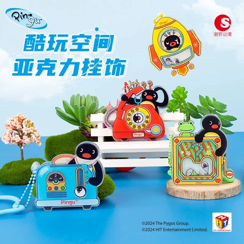 

Подвеска-брелок Pingu Penguin Family DIY из акрила для школьного рюкзака, детская игрушка-сюрприз в коробке, подарок