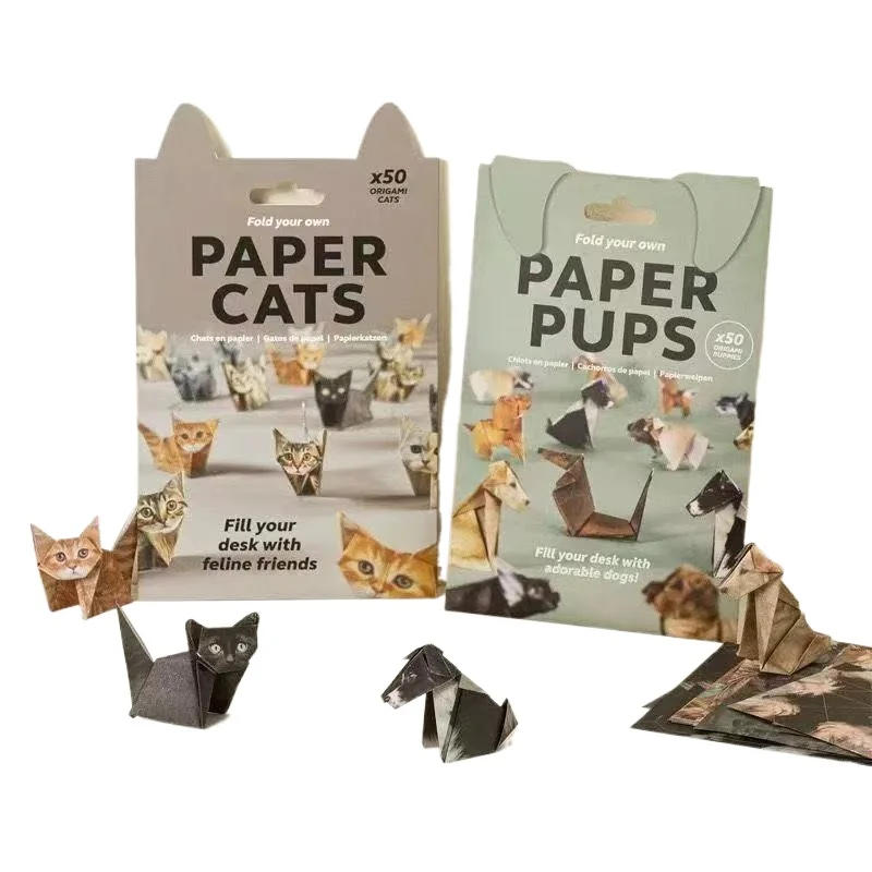 DIY Origami Papier Katten Honden Dinosaurus Set 50 Stuks Vouw Je Eigen Dieren Knutselwerk Schattig 3D Bureaudecoratie Speelgoed voor Kinderen Volwassenen Beginners Cadeau - afbeelding 2