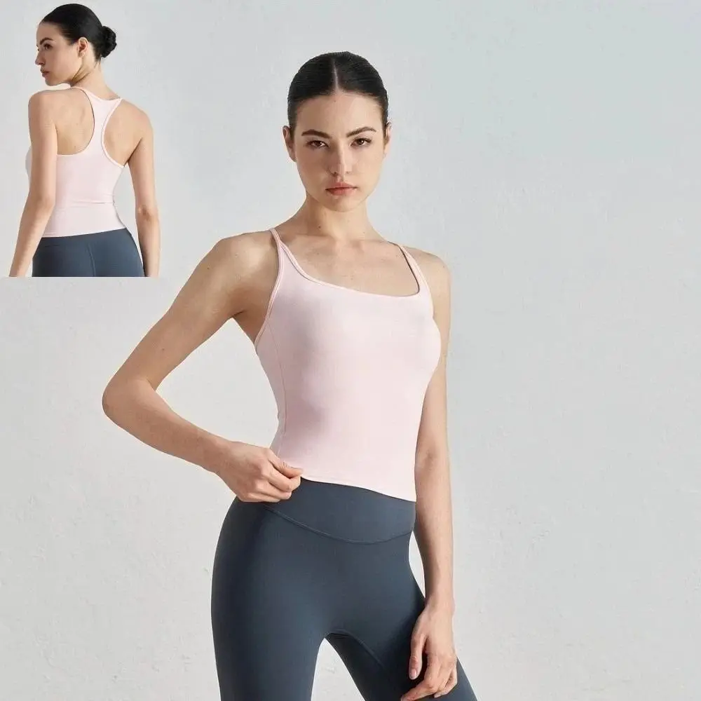 

Повседневный спортивный топ без рукавов, майка с открытыми плечами, однотонная, укороченная, облегающая, на бретелях, для спортзала и фитнеса