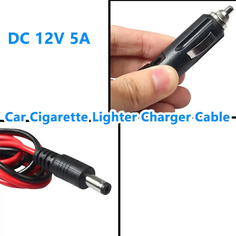 

DC 12V 5A Car Cigarette Lighter Charger Cable With Fuse, Universal Power Adapter DC Plug 5.5x2.1mm Compatible with 5.5*2.5mm 1pc