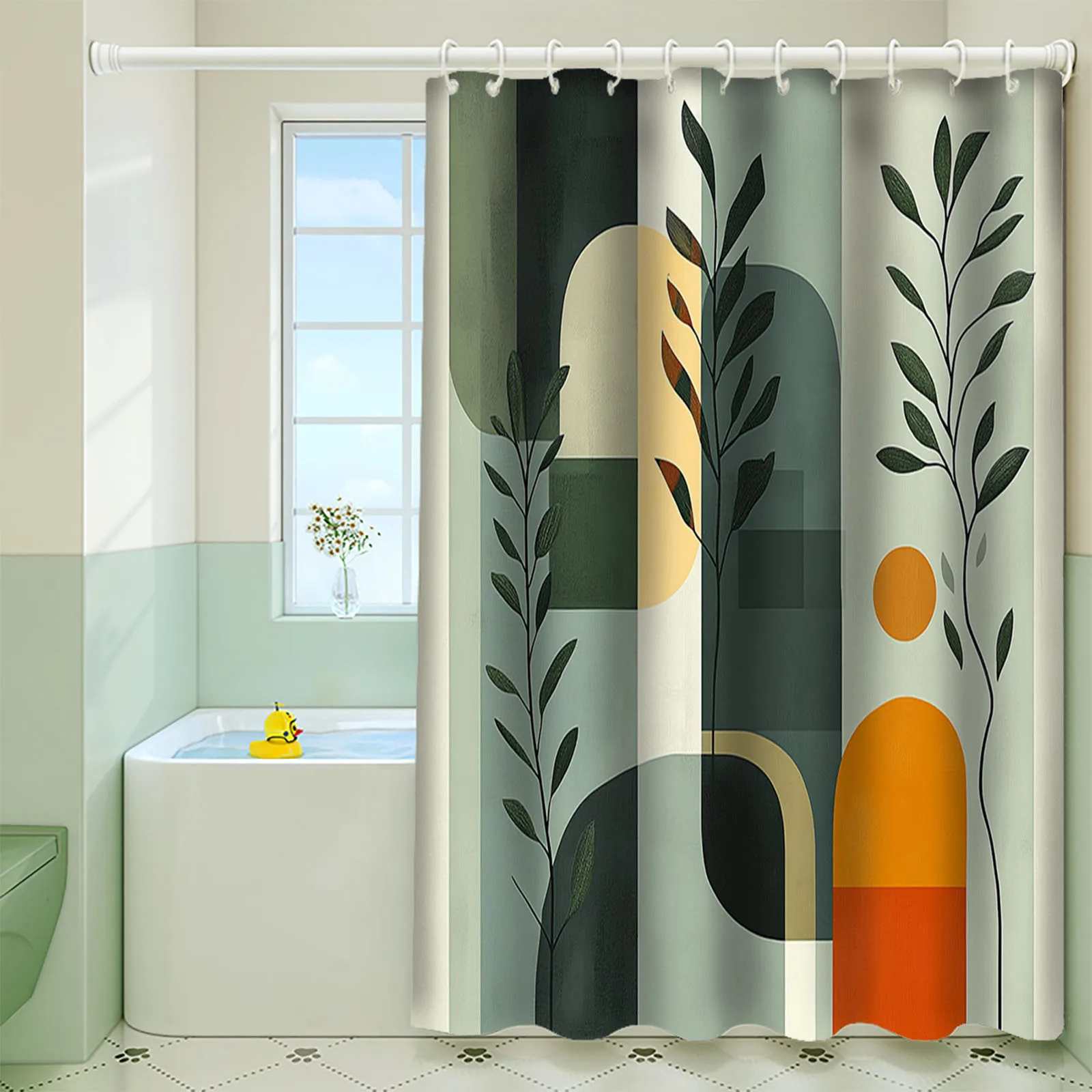 

Абстрактная занавеска для душа «Шалфейный зеленый лес» — художественный принт, с крючками для декора ванной комнаты дома, гостиницы и квартиры