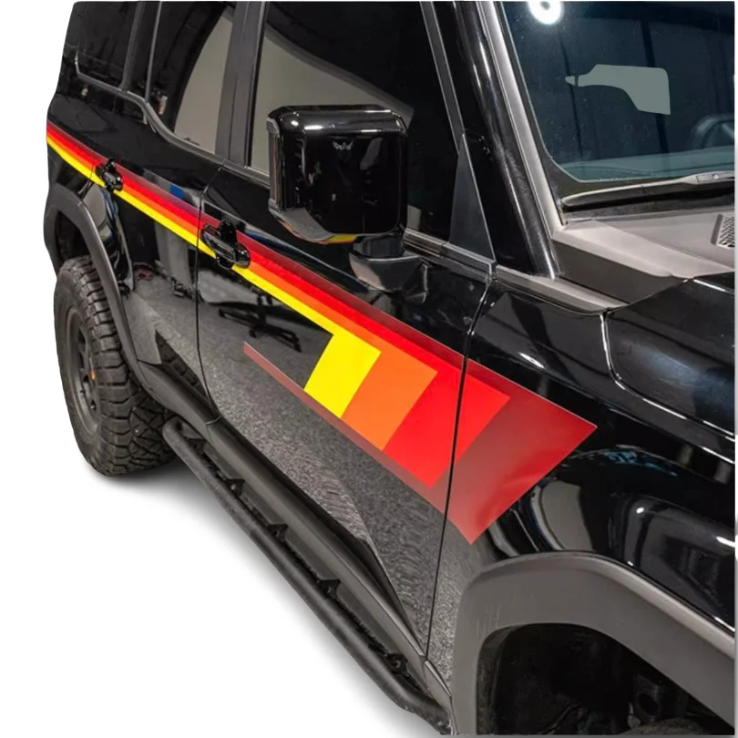 Creative Sunset Color Car Stickers Side Precut Modified Stripes Decal Vinyl Graphics for Land Cruiser 250 Prado LC250 2024
