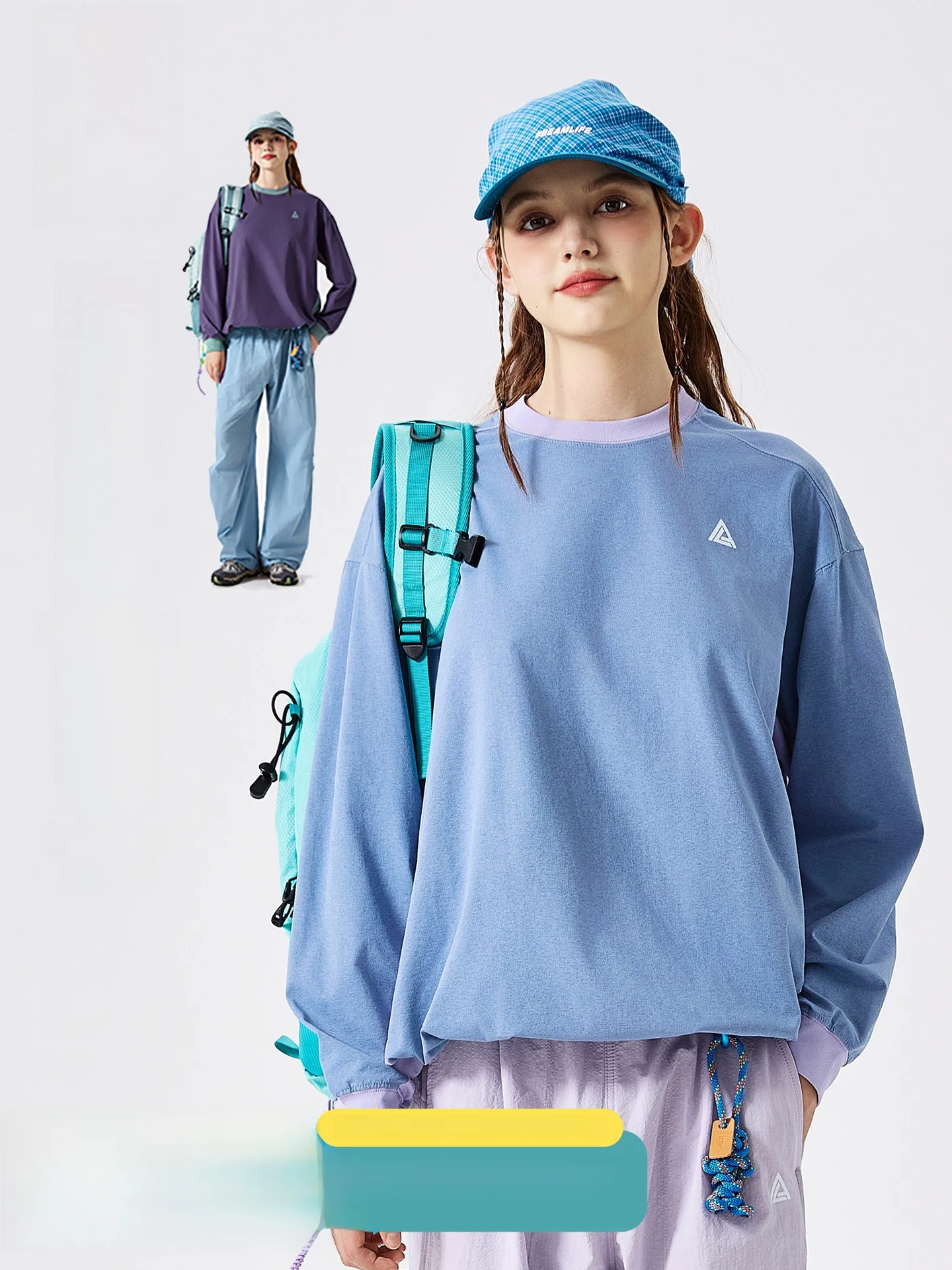 

LAZY DAY Lightweight Quick Dry Outdoor Sports Long Sleeve T-Shirt Women's Casual Versatile Drawstring Splice Top Trendy