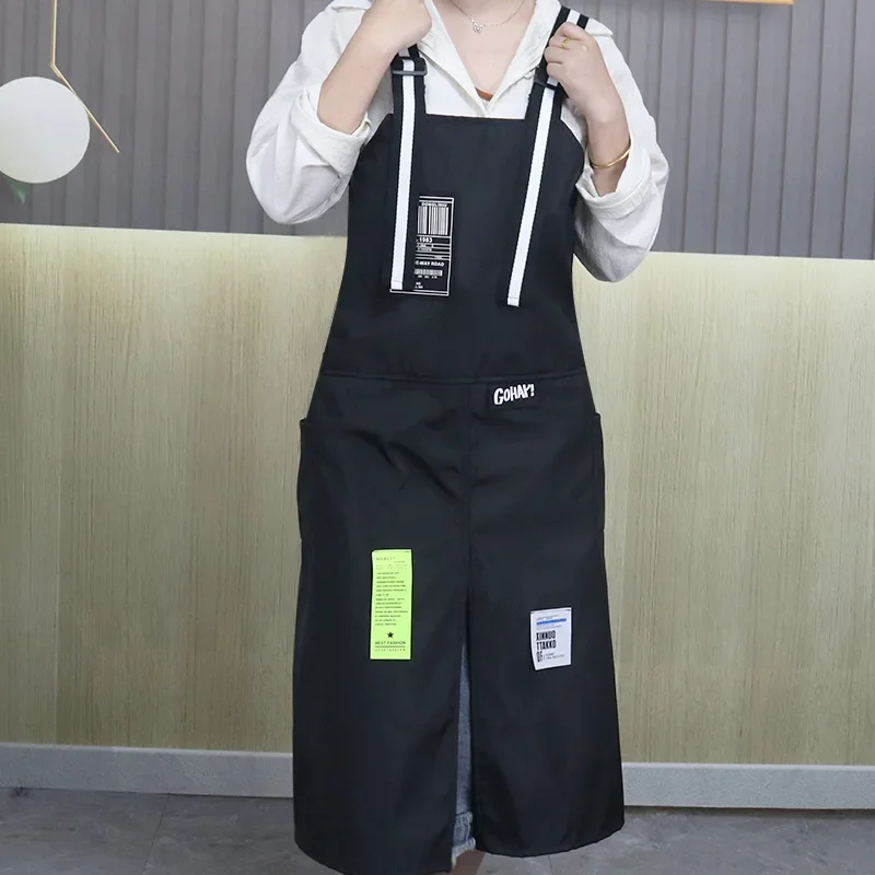 Trendy Beauty Aprons Waterproof Apron For Women And Men Coffee Shop Hairdresser Slit Overall Chef Adjustable Nail Salon Apron