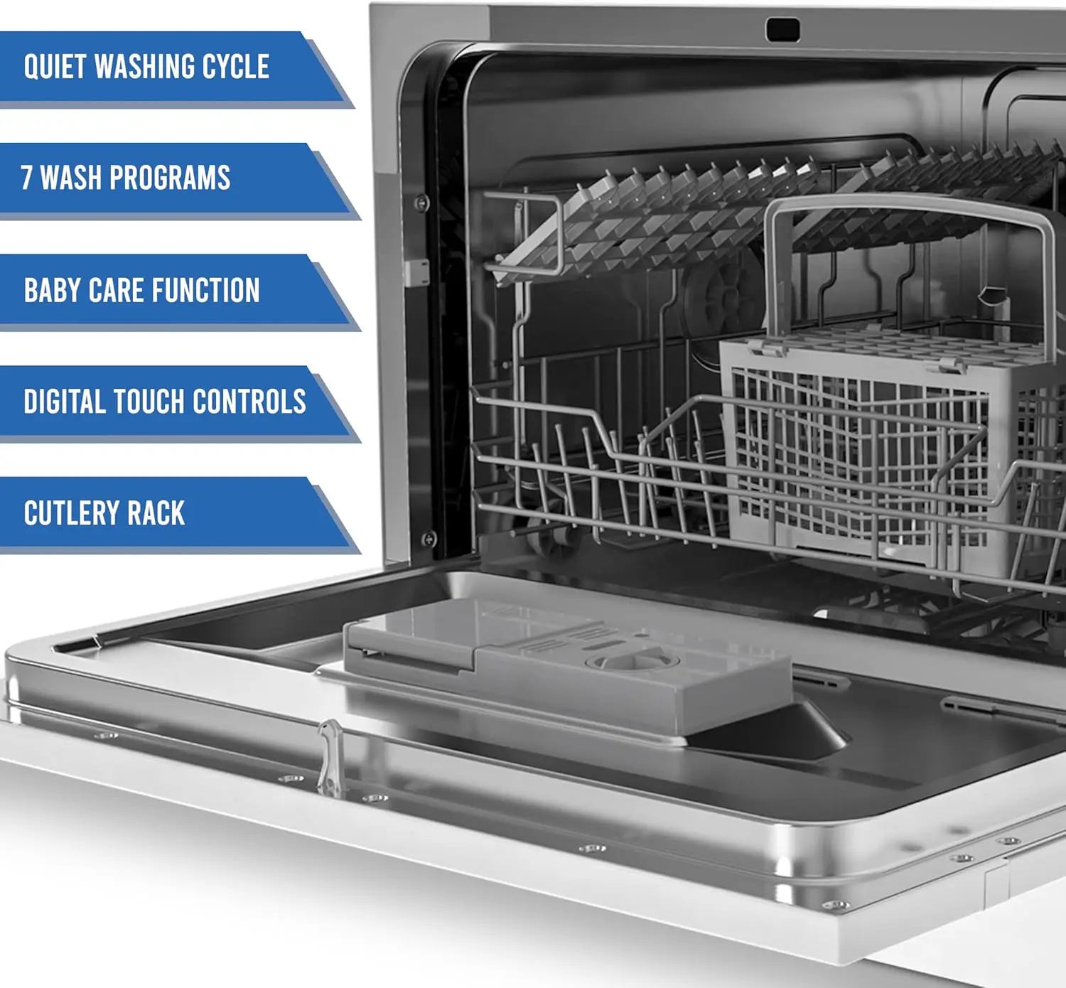 6-Place Setting Dishwasher - Portable Mini Countertop Dishwasher with 7 Wash Programs - Perfect for Small Spa