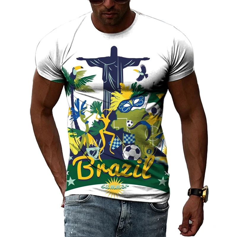 Brazilian Flag 3D Print T-shirts Summer Men Woman Short Sleeve Casual Tees Fashion Streetwear Harajuku T Shirt Kid Tops Clothing