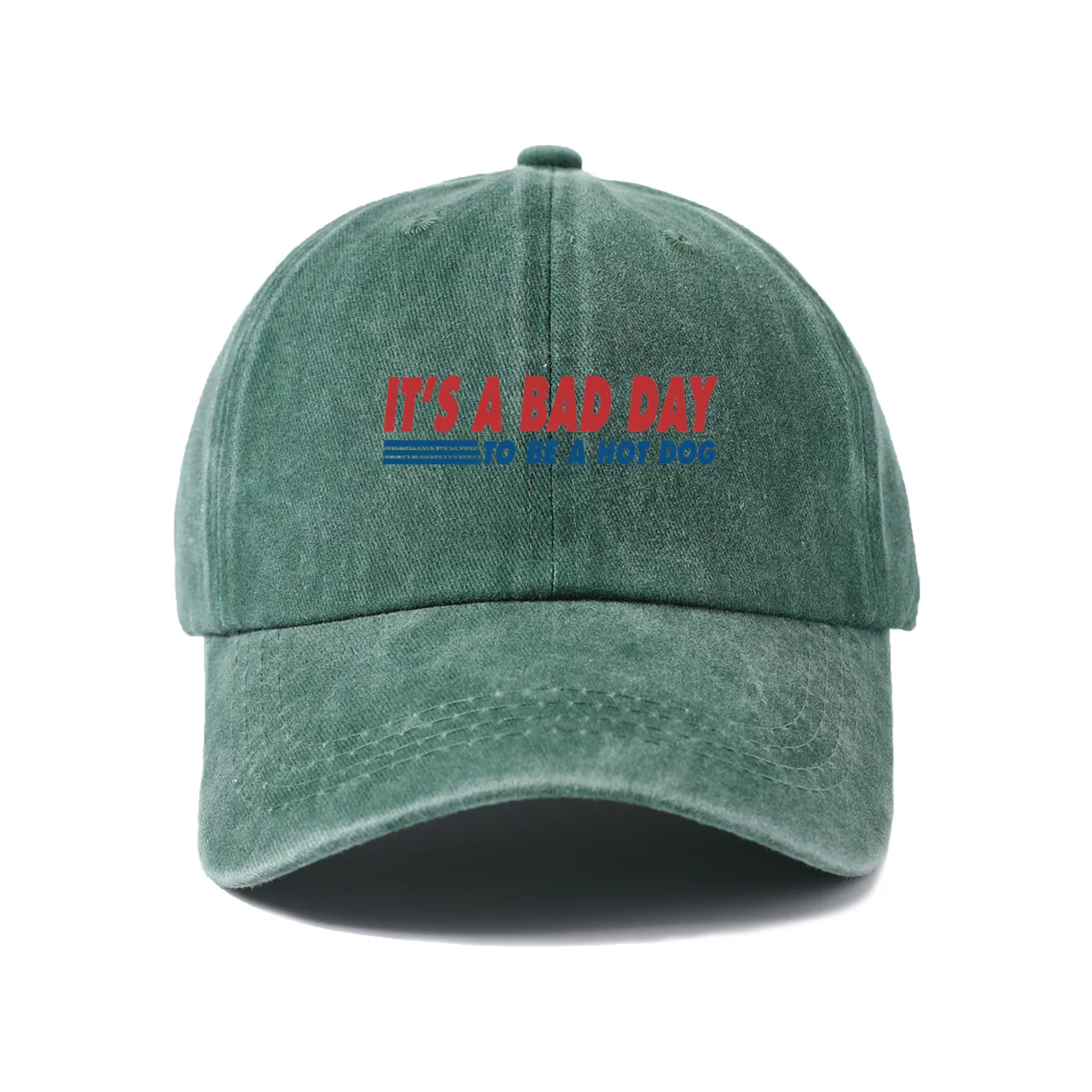 Its A Bad Day For A Hot Dog Graphic Vintage Washed Baseball Cap, Adjustable Unisex Dad Hat, Casual Gift