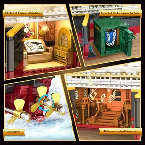 Yapı taşları MOC, ışık, model, Titanik gemi, lüks seyir, şehrin teknesi, çocuklar ve yetişkinler için oyun alanı, 2288 parça Titanik'teki bloğun en iyi 10 satışı-no. 9