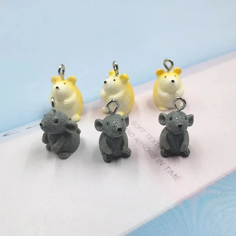 10Pcs Kawaii Cartoon Mouse Hamster Resin Charms Small Animal Flatback Pendants DIY Craft Findings For Keychain Earrings Jewelry