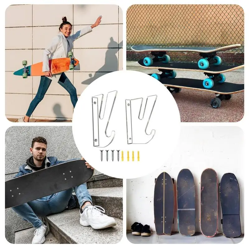 Présentoir Mural pour Skateboard, Support pour Longboard, Étagère Compatible avec Pratiquement Tous