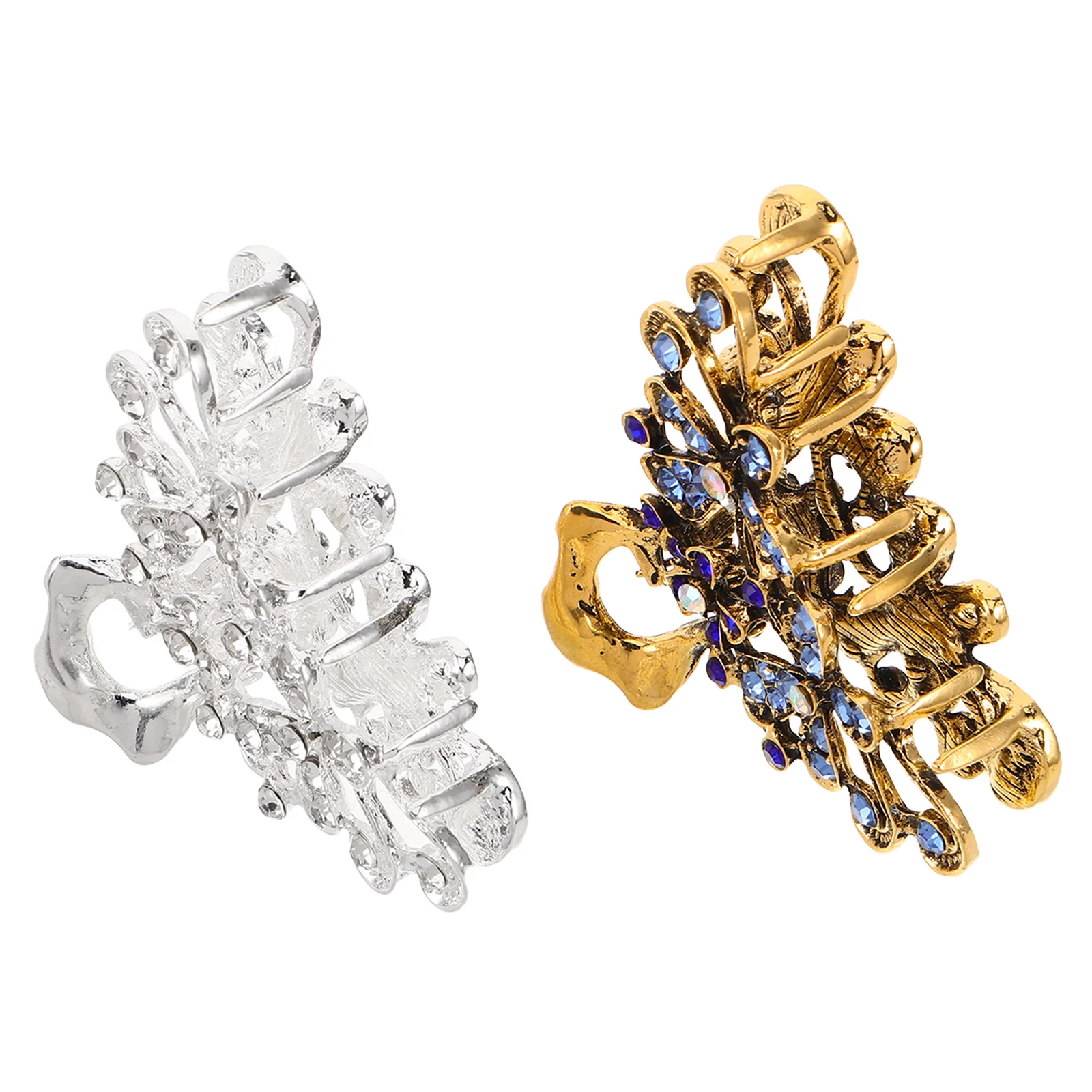 

2 шт. металлические заколки-крабики для волос с цветочным узором, украшенные стразами, с сильным захватом, для работы, школы, мероприятий, декоративные хрустальные зажимы для женщин