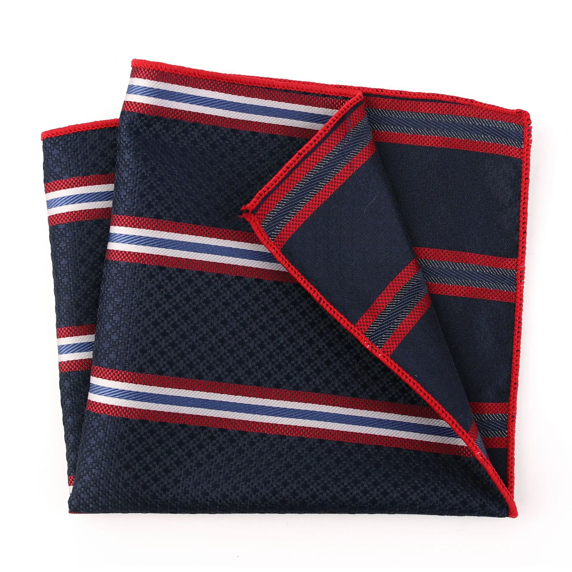 100% Jacquard Weave Pocket Towel For Men Navy Red Lattice Dot Handkerchief Daily Office Wedding Chest Towel Gift