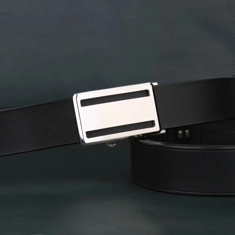 Handmade imitation titanium buckle black plain weave men's genuine cow leather belt imported from Italy, top layer cowhide belt