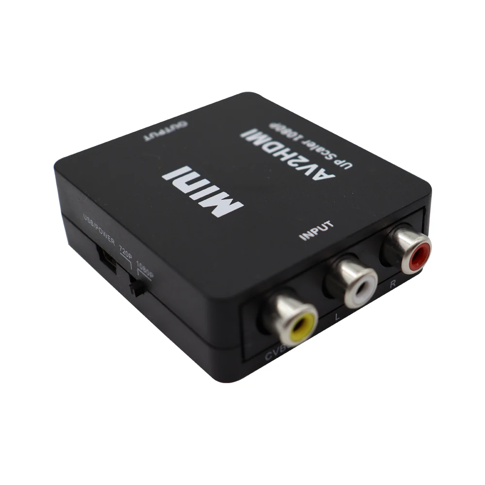 Av2hdmi Rca Av/Cvsb L/R Video Naar Hdmi-Compatibele Converter Box 1080P Ondersteuning Ntsc Pal Av Scaler Adapter Hd