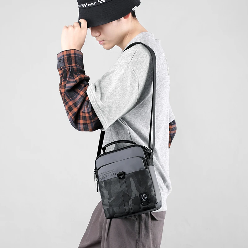 Saco de ombro dos homens da marca aotian multi-pocket man crossbody bag meninos saco do mensageiro bolsas de tote de camuflagem masculina de negócios