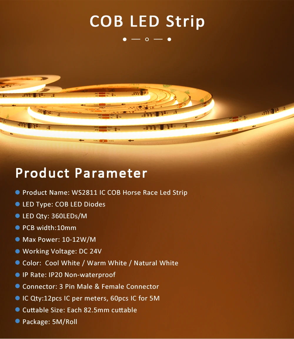 DC 24V Horse Race Running Strip Lights 360LEDs/m COB WS2811 Flexible Ribbon with RF Touch Remote Control Chasing Linear Lighting
