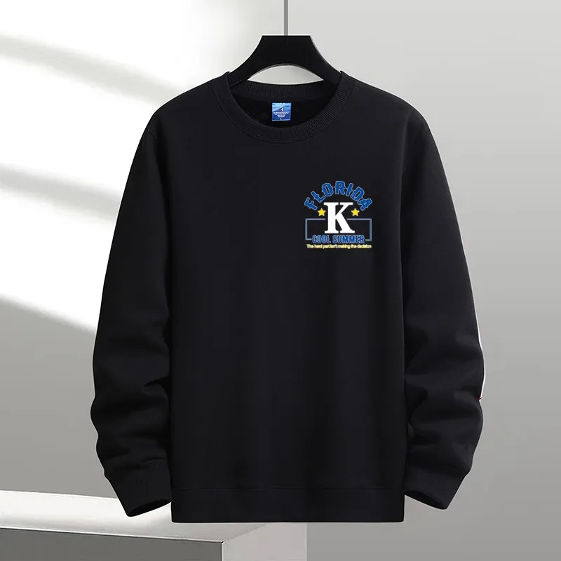 2025 novos homens de alta qualidade hoodies moletom outono algodão manga longa t camisas coreano legal topo alta qualidade preto t