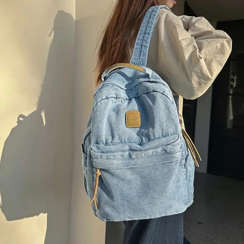 

Y3NE Japanese Styles Denims Backpack School Bag Travel Backpack Casual Daypacks
