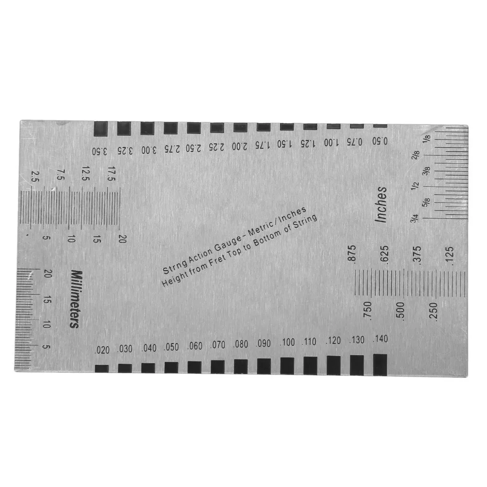 Metal Guitar String Action Ruler Silver Small Pocket Size String Action Ruler Accurate Measurement Accurate Measurement Tool