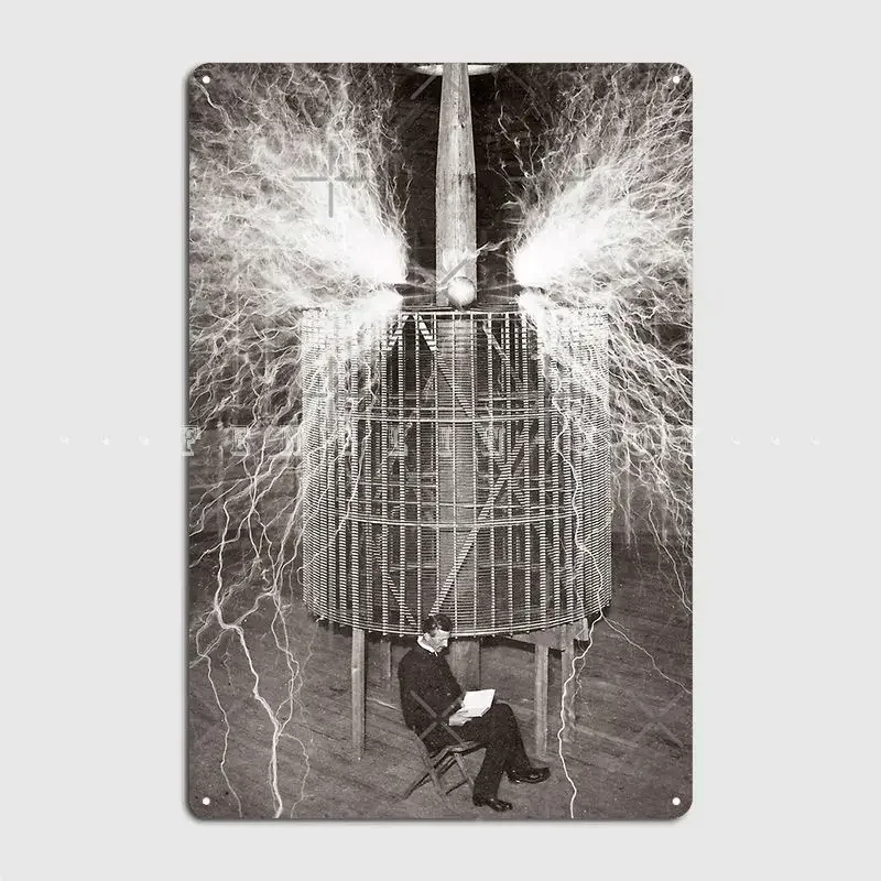 Nikola Tesla Metal Sign Wall Mural Home Design Garage Decoration Tin Sign Poster