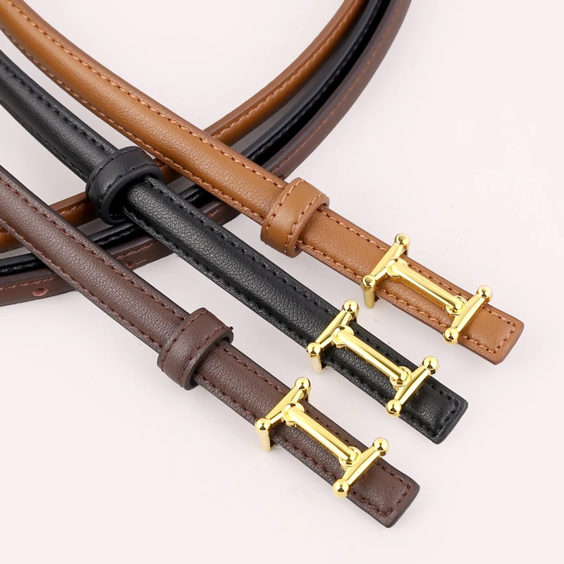 

15mm Versatile Casual Belt for Women Split Leather belt H buckle