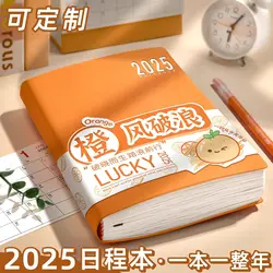 2025 calendar book one page per day plan book diary self-discipline clock in notepad notebook thickened book weekly planner